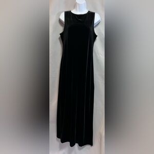 Vintage Y2K Mg Apparel Maxi Velvet Black Dress Sz Large‎ Women’s Sleeveless